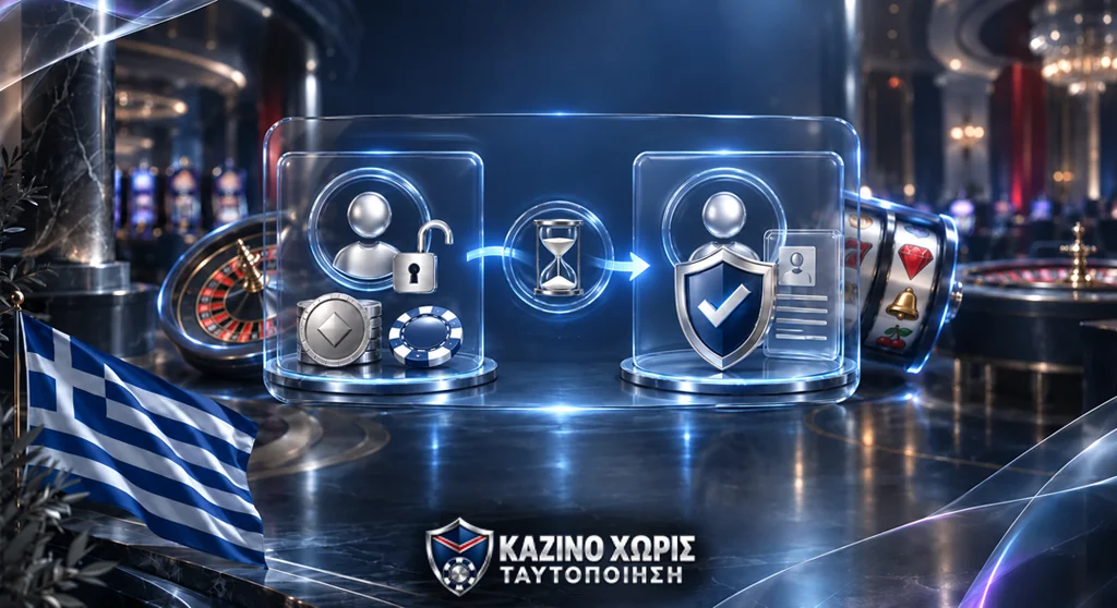 Μοντέλο προσωρινής πρόσβασης σε online casino με λογαριασμό, έγγραφα και διαδικασία επαλήθευσης